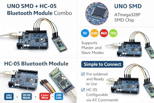 Image of HC-05 Bluetooth Module for Arduino | Wireless Serial Transceiver 2.1Mbps Data Rate | 9600 Baud Rate Default | Master Slave Mode | Bluetooth 2.0 SPP Module for Arduino, Robotics Projects