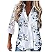 SCBFDI Top Femme Imprimé Randonnée Bouton Chemise Gala Leger Dentelle Manches 3/4 Chemisier pour Femme DecontractéE Col en V Longue Confortable