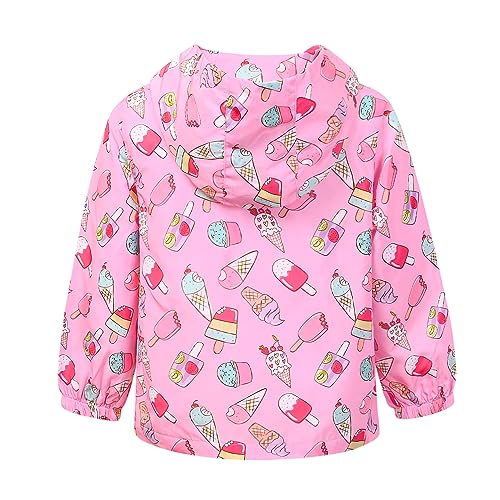Jxstar Toddler Girls Rain Jackets Little Kids Waterproof Hoodie Raincoats Windbreakers, 12 Month-5 Years2