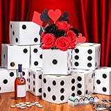 Jexine 15 Pcs Dice Favor Boxes 7' Casino Theme Birthday Decorations Las Vegas Party Decorations 3D Dice Decor for New Year Centerpieces Casino Night Las Vegas Party Supplies(White)