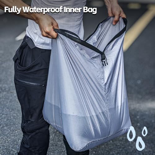 Alforja trasera rígida para motocicleta Rhinowalk, impermeable, 23–35 L, con compartimento para casco y correa desmontable para mochila miniatura 5