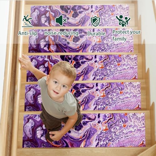 Peldaños para escalones de madera antideslizantes, alfombras abstractas lavables de pasillo 4