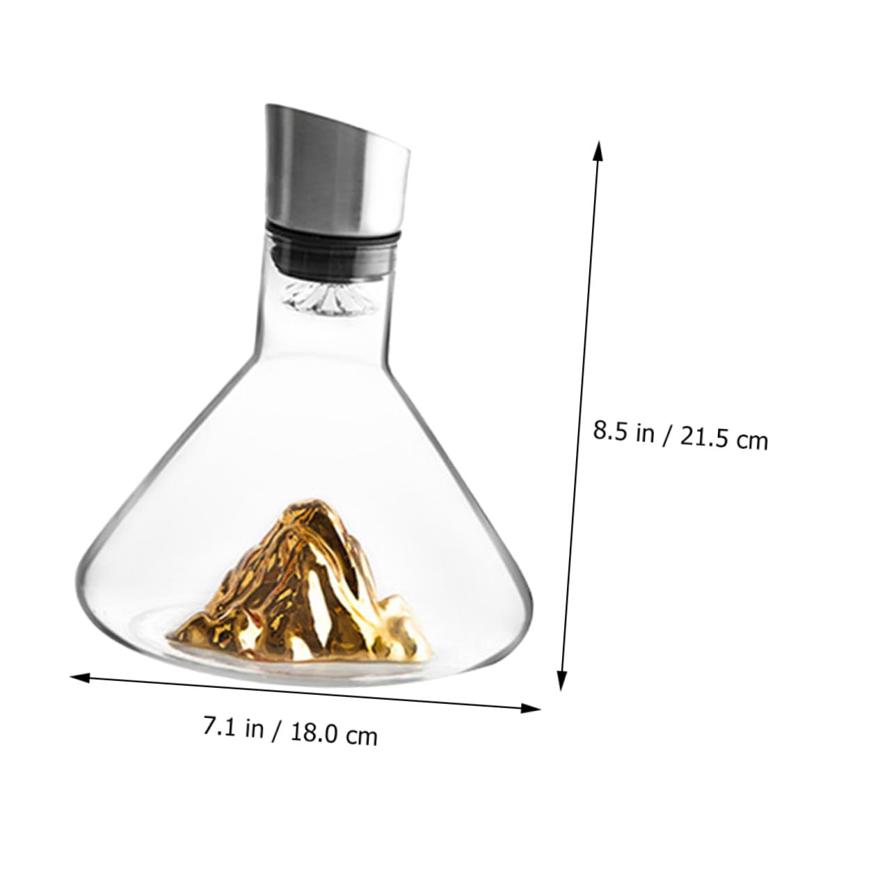 BESPORTBLE Decanter per Vino in Cristallo da 1500Ml Bocca Inclinata Design Artistico Dorato Contenitore Creativo per Vino Rosso per Degustazioni e Collezioni Personali