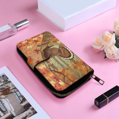 Image of COEQINE Ladies Wallets Pink Leopard Heart Black Printed Leather Phone Long Clutch Purses Check Coin Change Holder