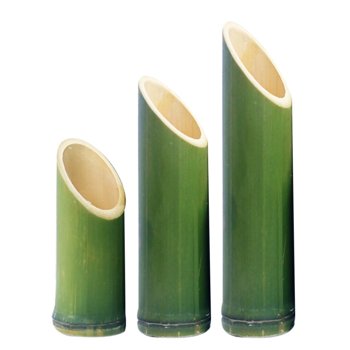 Jarrón de bambú verde con diseño tubular VILLCASE de 3 piezas para flores y plantas de aire