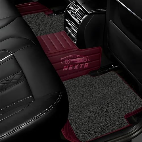 Image of 10D Car Floor Mat for Tata Sierra Ev | Nappa Leather | Luxurious & Elegant Look | 100% Waterproof and Washable | Custom Fitted |- Cherry with Black