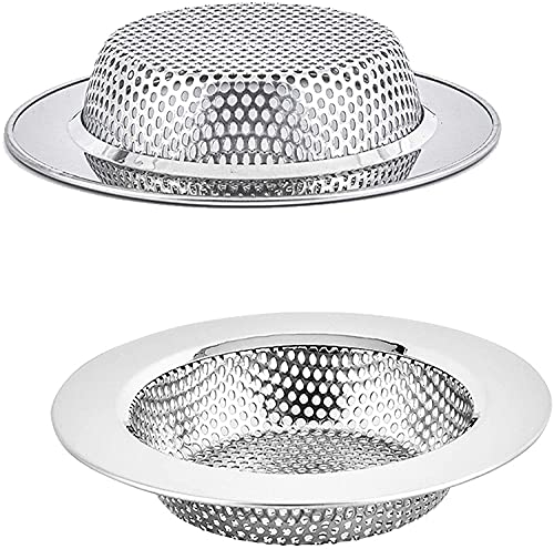 2 uds colador de fregadero de baño de cocina, filtro de drenaje de acero inoxidable, evita obstrucciones, diámetro exterior de 2,75 pulgadas/7cm Cover
