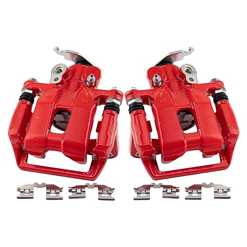 Image of TRQ Performance Rear Brake Caliper Set Painted Red Brackets | For 2009-2014 Acura TSX 2008-2012 Honda Accord