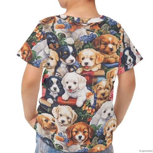 Image of WELLFLYHOM Kids Tshirts Girls Boys Short Sleeve Crewneck Tees Shirts Casual Sport Pullover Tops Size 3-16 Years