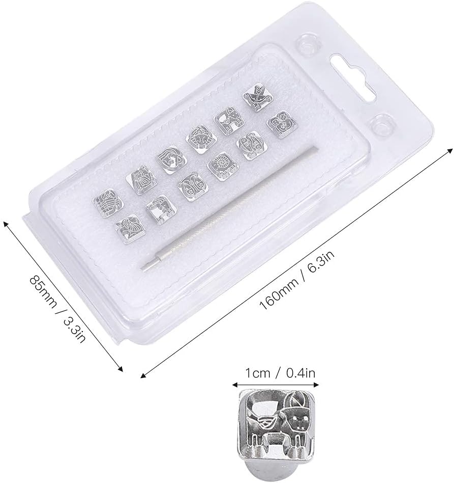 Metal Stamp Tool Set, 12 Pattern Zinc Alloy Stamping Punch Tools for Imprinting Metal, Wood, Leather