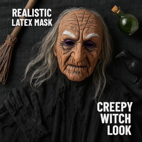 Image of Wanna Party Halloween Mask For Adults- Old Woman | Adults Realistic Halloween with Lifelike Features for Cosplay and Costume Parties