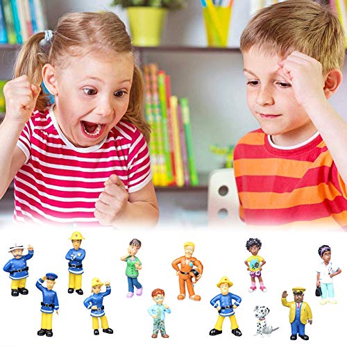 SZWL 12pcs Fireman Cake Topper, Mini Anime Figure