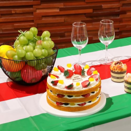 Image of Tatuo 3 Pcs Italian Flag Tablecloth 54 x 108 Inch Disposable Plastic Italy Table Covers Rectangular Red White Green Italian Themed Party Decorations Family Gathering Birthday Kitchen Supplies