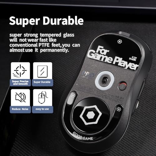 Image of immoenuc Glass Mouse Skates for 2024 Logitech G PRO X Superlight 2 DEX Lightspeed Wireless Gaming Mouse Feet Pads Smooth Durable Game Mouse Accessories (Black)