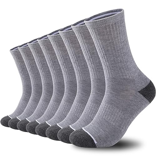 COOVAN 8 Pairs Mens Athletic Crew Socks Moisture Wicking Heavy Duty Cushioned Work Socks with Reinforced Heel and Toe