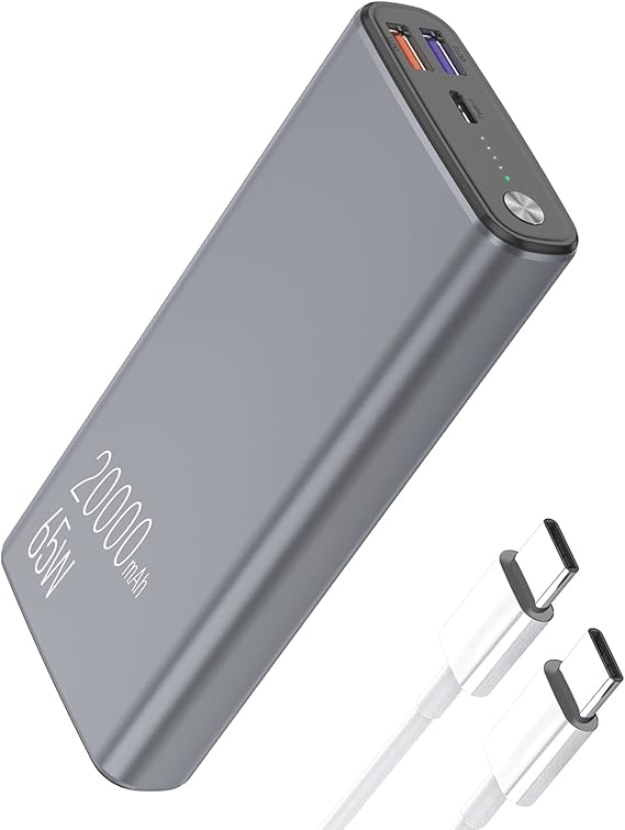 Laptop Power Bank 20000mAh PD 65W 3Outputs 1Input Fast Charging