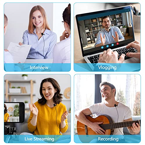 Wireless Lavalier Lapel Microphone For Dslr Camera/Gopro Video Recording, 164 Ft Range, Rechargeable＆6 Hrs Working, Plug And Play Uhf Portable Cardioid Clip-On Cordless Mic With 1/8 Inch Trrs Output #TOP6