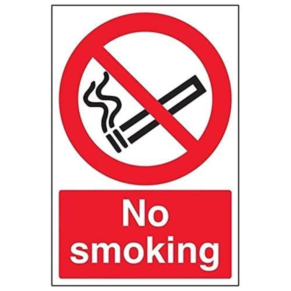 V Safety No Smoking Prohibition Sign - 200mm x 300mm - Self Adhesive Vinyl