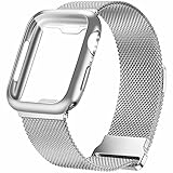 Geoumy Metal Magnetic Bands Compatible for Apple Watch Band 42mm with Case, Stainless Steel Milanese Mesh Loop Replacement Strap Compatible with iWatch Series SE 11/10/9/8/7/6/5/4/3/2/1 for Women Men