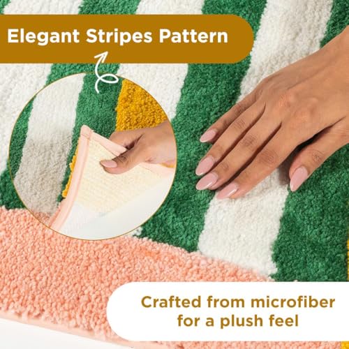 Folkulture Bathroom Rugs (20 x 30) | Cute Green Microfiber Bath Rugs Or Abosrbent Bath Mats For Bathroom Washroom, Toilet |Quick Drying, Machine Washable, Non Slip Bathroom-Mat For New Home Essentials