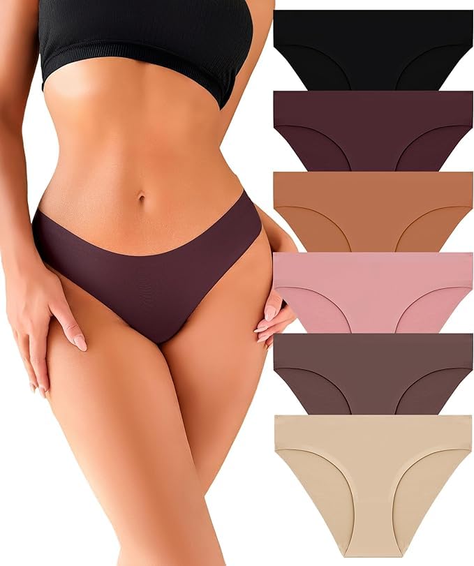louryn koulyn Seamless Underwear for Women Soft No Show Panty Sexy High Cut Invisible Hipster Silky Cheeky Ladies Bikini 6 Pack-picture-20