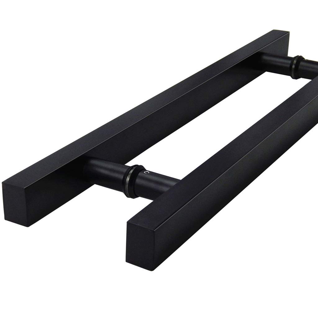 Juego de herrajes para Puerta, manija de Puerta de Tubo Cuadrado Negro de Acero Inoxidable Duradero para Puerta de Vidrio, Puerta de Madera, Puerta de Empujar y jalar, Puerta corredera, Puer