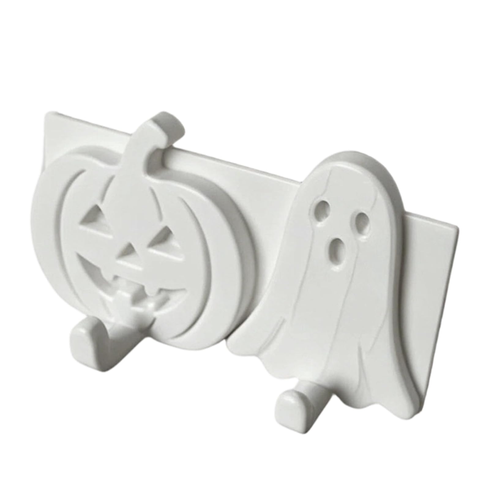 Zhzeyun White Pumpkin Ghost Key Hook 3D Printed Halloween Wall Decor Self Adhesive No Drill Double Sticky Hook For Keys Masks Orange