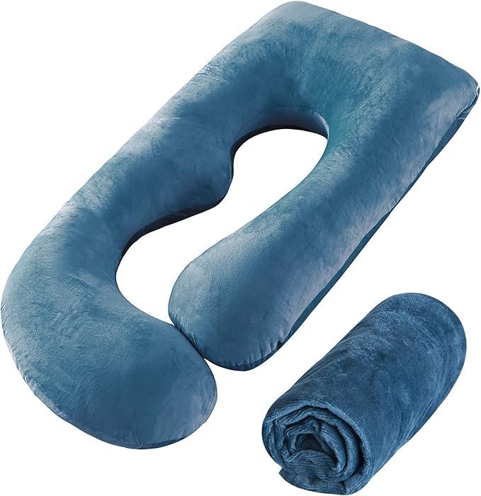 Image of Mom,s Choice Full Body Pregnancy Pillows, Maternity Pillow for Sleeping Support for Legs, Back, Neck, Shoulder, Hips, Belly for Pregnant Woman, 57 inch Prenancy Pillow