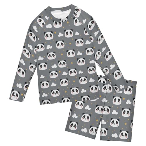 Cute Panda Baby Boys' Toddler Long Sleeved Rashguard Swim Bathing Suit Set B0404175