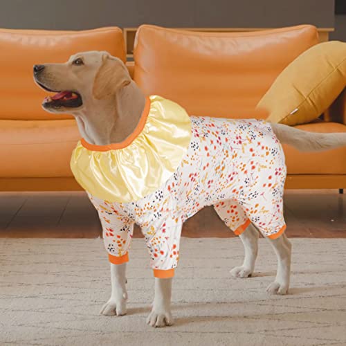 Image of LovinPet Large Dog Pajamas - Anxiety Calming Recovery Suit, Lightweight Fusion Blossom Swale Spices Prints Dog Clothing, Easy Wearing Jumpsuit