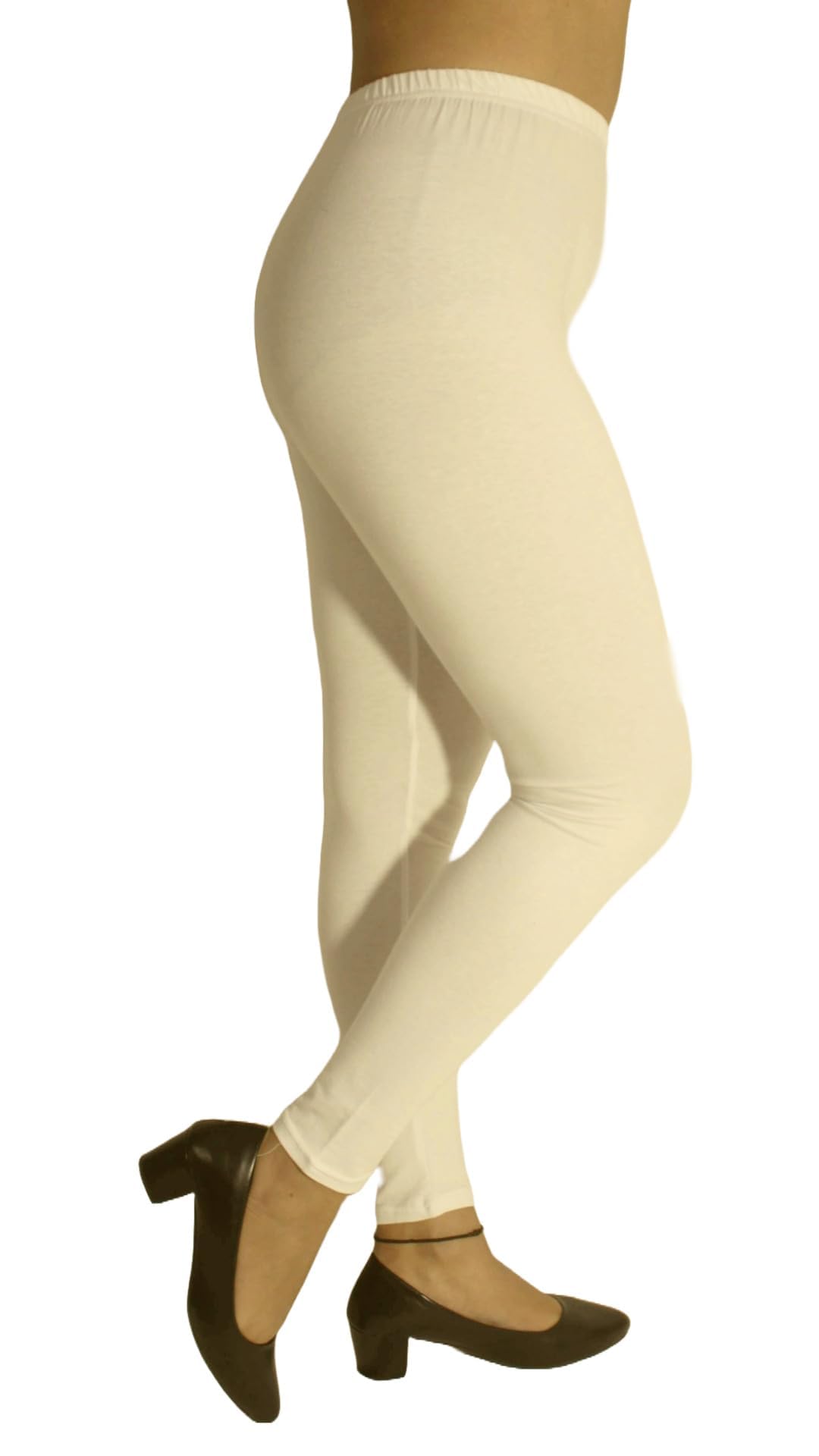 pink shell Women's Straight Fit Ankle Leggings Fitted Leggings Elegant Solid Pants | Comfortable & Breathable Fabric | Off White | 36-picture-10