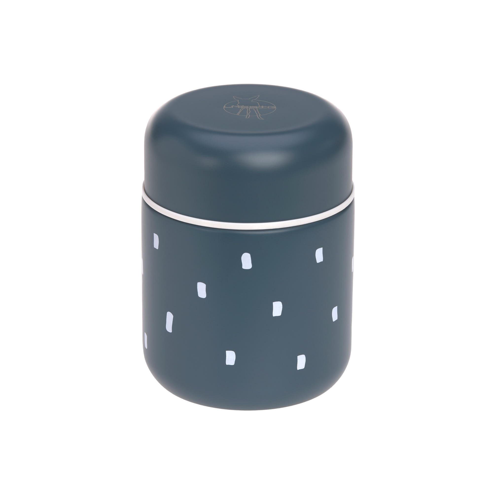 LÄSSIG Baby Children's Thermal Warming Box Porridge Snacks Leak-Proof Stainless Steel 350 ml Food Jar Happy Prints Midnight Blue