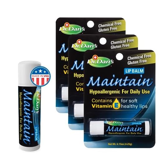 Dr. Dan's Maintain Lip Balm - Healing Lip Balm for Dry Cracked Lips, All Natural Chapstick for Sensitive Skin, Vitamin E Stick of Moisturizing Lip Balm Helps Soft Lips Keep Their Smoothness