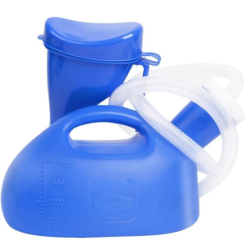 Bouteille de pipi de voyage portable pour camping et longs trajets en voiture - 2000 ml bleu