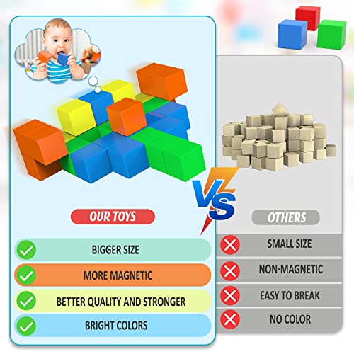 Dolanus Magnetic Blocks For Toddler Toys - Max Magnets Strong Magnetic Building Tiles For Kids, Stem Sensory Cube For Preschool, Gift For Boys Girls Age 3 4 5 6 7 Year Old, 30 Pieces, 1.34 Inch #TOP3