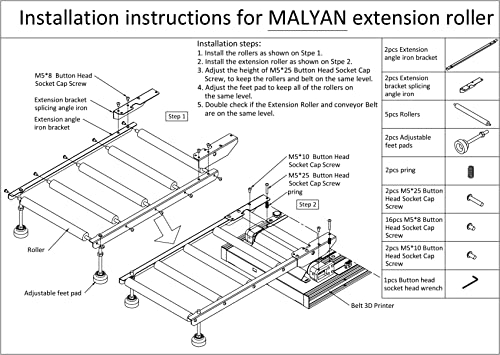 MALYAN Belt Extension Roller Splice Bracket Set