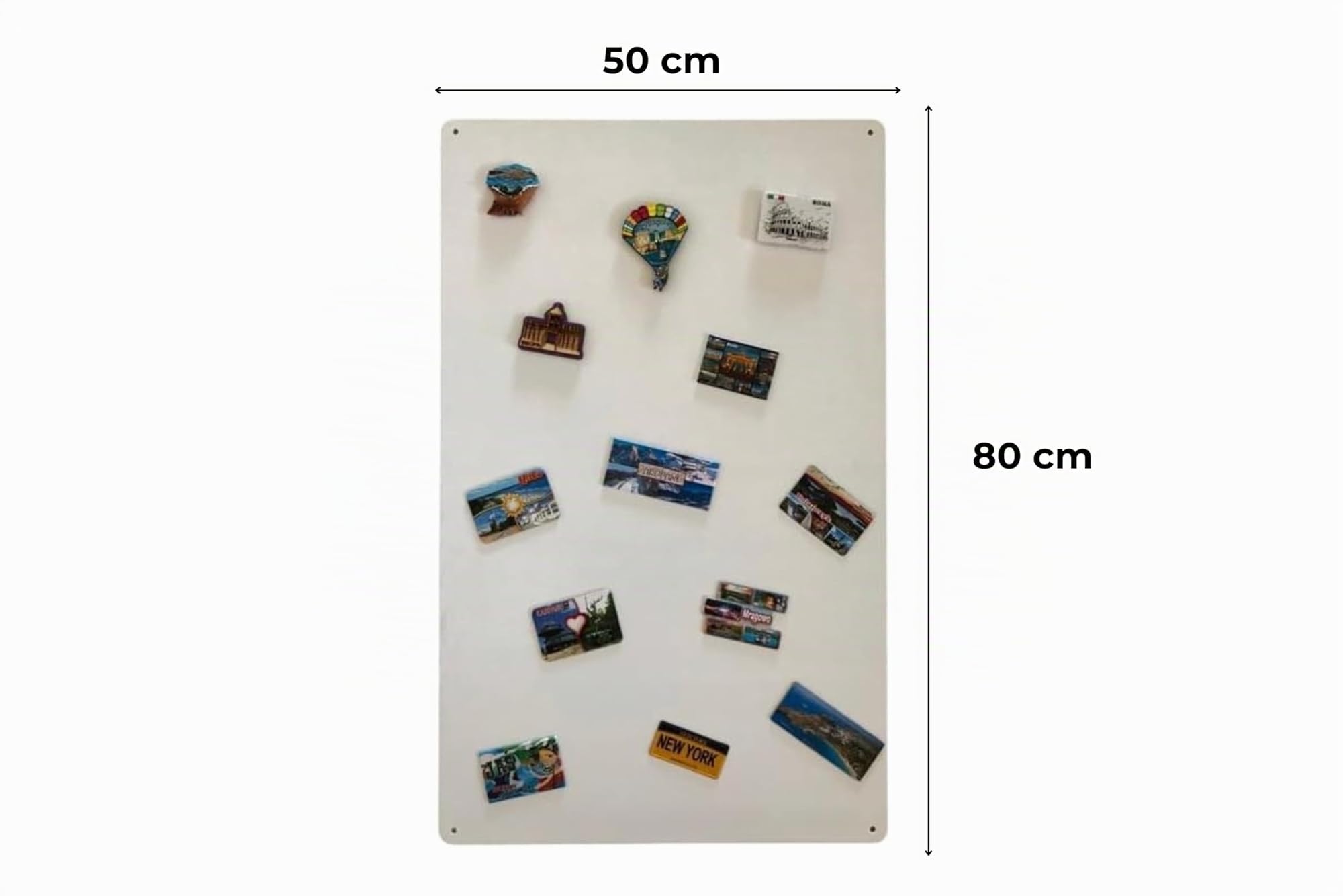 Magnettafel Magnetwand Weiß 80x50 cm Memotafel aus Edelstahl Fotowand für Urlaubs Magnete Magnetisch Tafel Metalltafel für Wohnung Büro Küche