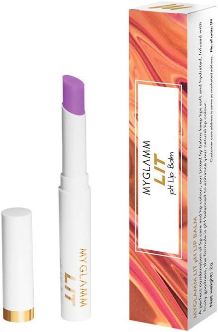 MyGlamm LIT PH Lip Balm-Hickey (Purple)-2 gm | Creamy, Hydrating Formula With Luminous Effect | Best Tinted Lip Balm