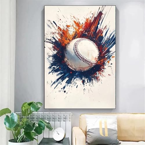Art mural sur toile de baseball peinture abstraite moderne finition haut de gamme 50x70 cm