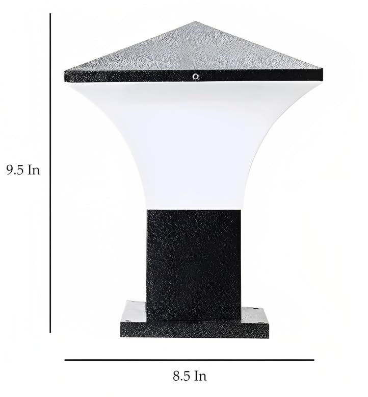 Image of Areezo Waterproof Outdoor Gate Light for Main Gate Pillar - Modern LED /Holder Based Lamp for Home, Garden & Balcony (Pack of 2, Phantom Black)