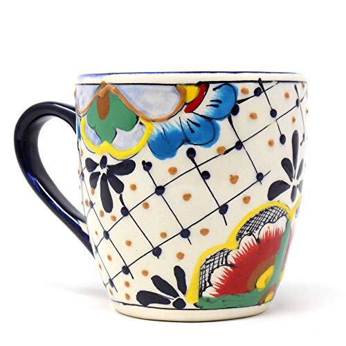 Global Crafts Mexican Coffee Mug 12 oz - Hand-Painted Talavera Pottery