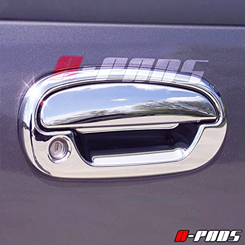 A-Pads 2 Chrome Door Handle Covers For Ford F150 1997-2003 / F150 Lightning 1999-03 / F150 Harley Davidson 2001-03 / F150 Heritage 2004 / F250 Light Duty 97-99 - With Passenger Keyhole, Without Keypad #TOP4