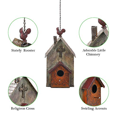 Jemeni Metal Rooster Bird Houses For Outsides Hanging, Birdhouse For Outdoor, 14.7" H…… #TOP2