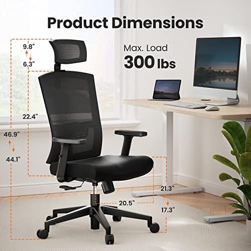 Noblewell Office Chair Ergonomic Office Chair With Large Seat, Lumbar Support Computer Chair, Desk Chair With Adjustable Headrest, Armrest #TOP7
