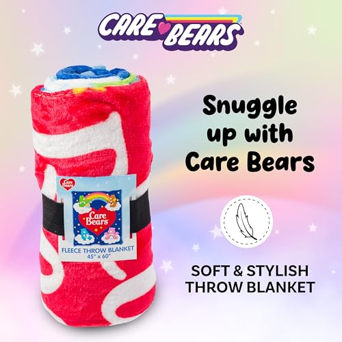 Image of Silver Buffalo Care Bears Rainbow Heart Logo, Fleece Throw Blanket, 45x60in | Bedtime and Tenderheart Bear, Cheer, Soft and Cozy, 180 GSM