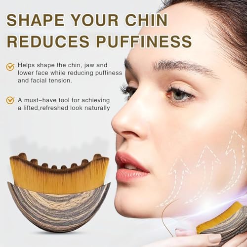 Image of Auraderm Lymphatic Contour Face Brush - Lymphatic Drainage Makeup Brushes for Sculpting & Lifting, Anti-Puffiness Detox Massage, Boosts Skincare Absorption & Glow, Soft Bristles for All Skin Types (Brown)