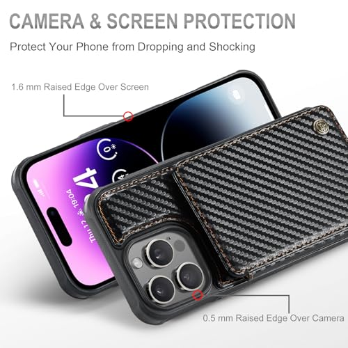 Vinich for iPhone 13 Pro Max Wallet Case with Card Holder, RFID Blocking Credit Slots Kickstand Shockproof Phone Cover Fit for iPhone 13 Pro Max 6.7" Carbon Black by Vinich - Used condition - Image 2