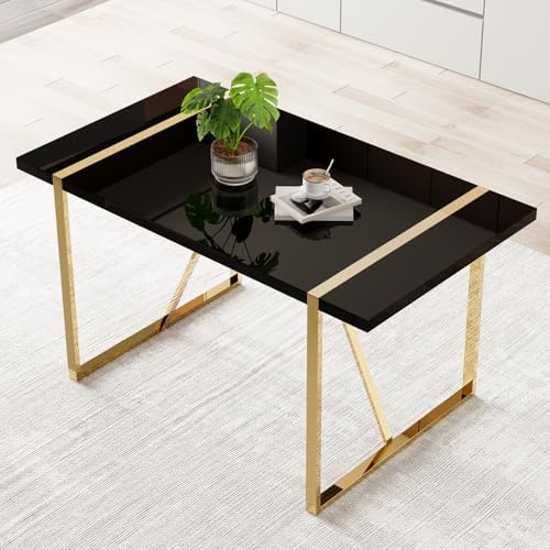 Ebullient Dining Table for 4，Black Rectangular MDF Dining Table, ...