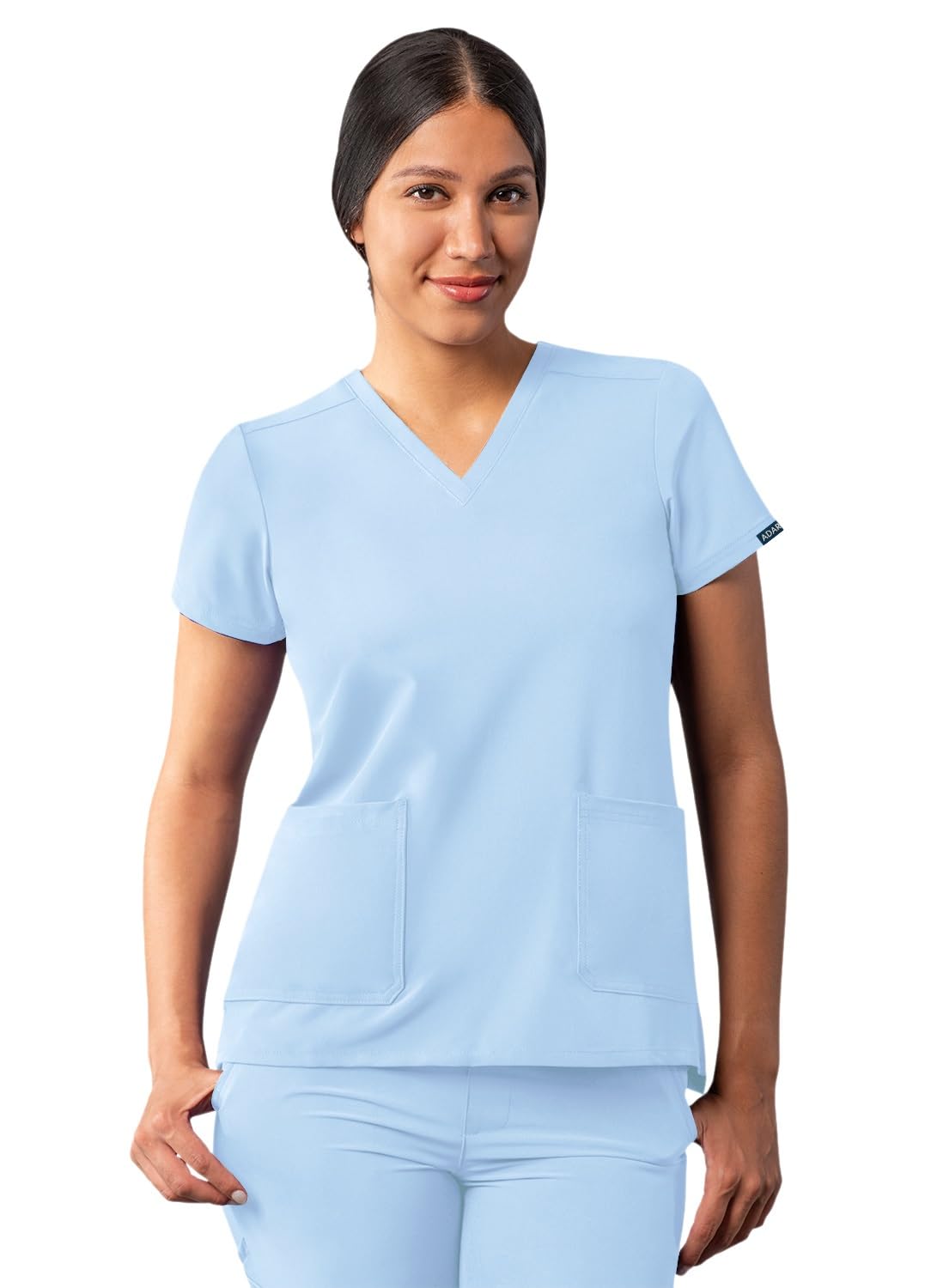 Adar Addition Scrubs for Women - Modern V-Neck Scrub Top - A6008 - Sky Blue - S