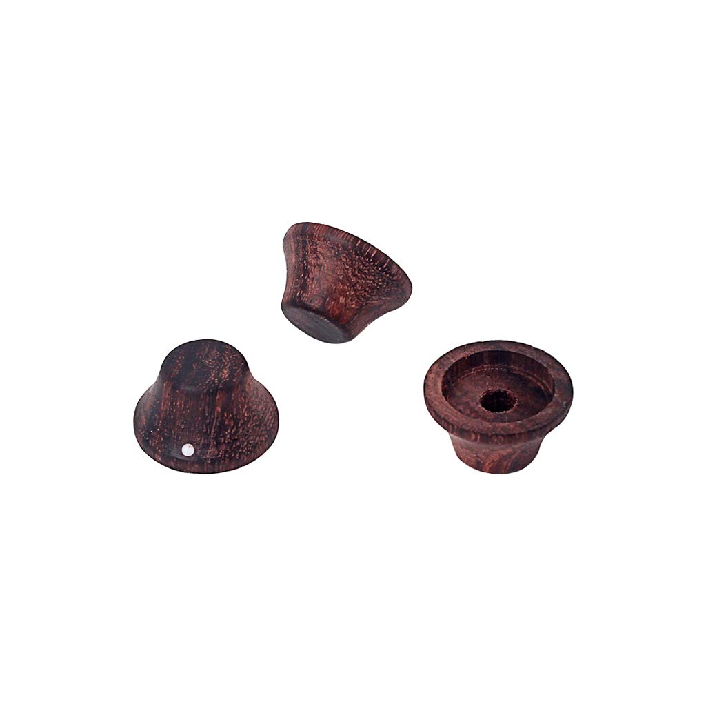 Alnicov 3PCS Guitar Wood Knobs?Guitar Bass Top Hat Wood Knobs? With Indicator Dot Rose Wood Lp/Strat Style Bell Knobs